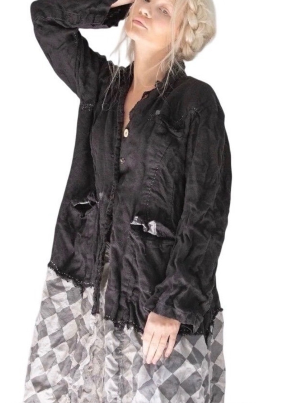Magnolia Pearl RARE Black Tristan Jacket Checkered Skirt Sacred Heart Crown